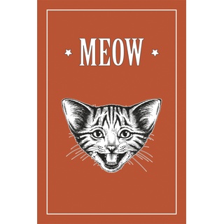 Leinwandbild QUEENCE "Katze MEOW" Bilder Gr. B/H/T: 80 cm x 120 cm x 2 cm, grau Leinwandbilder
