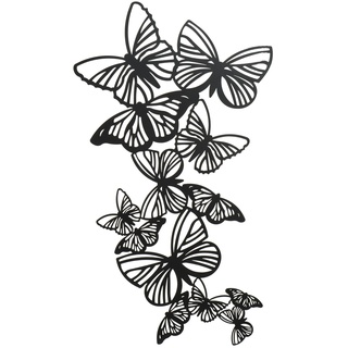 Wandobjekt AMELI, Schwarz - 40 x 71 cm - Eisen - Schmetterlinge