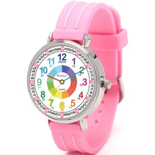 Kiddus Lernuhr Analog 5ATM Silikonarmband Rosa