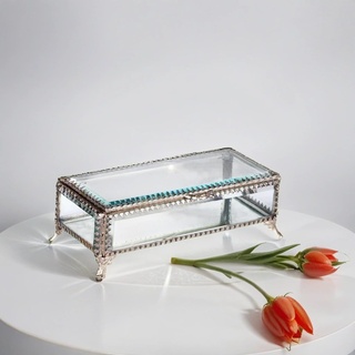 Orientalische kleine Aufbewahrungsbox mit Deckel Arafat 19cm groß | Orientalischer Glasbox Schmuckkästchen für Mädchen und Damen zur Schmuckaufbewahrung | Marokkanische Schatulle Box aus Glas