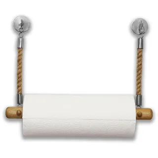 DEKAZIA Küchenrollenhalter ohne Bohren Holz Wandrollenhalter Papierrollenhalter, (Halter Küchenrolle Küchenpapierhalter), Selbstklebend Papierhalte Serviettenhalter braun