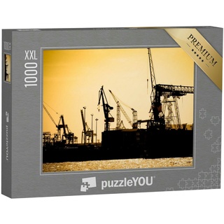 puzzleYOU Puzzle Sonnenuntergang im Hafen von Hamburg, 1000 Puzzleteile, puzzleYOU-Kollektionen Hafen