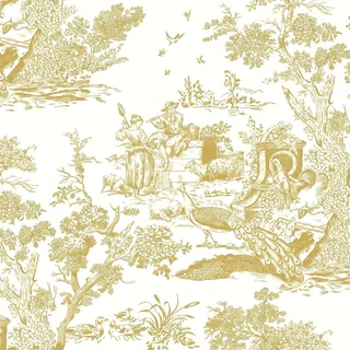 Yomshi Selbstklebende Tapete Vintage Weiß und Gold Wandtapete 41cm X 10m Klebefolie Baum und Tier Tapete Wasserdicht Wandschutzfolie Abnehmbar Vinyl Möbelfolie für Wohnzimmer Schlafzimmer Möbel