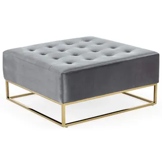 Menzzo Hudson Quadratischer Polsterhocker mit Samtbezug Silber