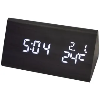 Miraval Uhr Digitale Tischuhr Holz mit USB schwarz