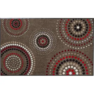 Erwin Müller Fußmatte Ludwigshafen, Schmutzfangmatte, Sauberlaufmatte Kreise braun/rot Größe 75x120 cm - rutschfest, pflegeleicht, für Fußbodenheizung geeignet (weitere Farben, Größen)