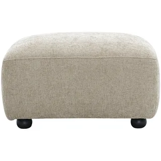 Pouf Hocker aus Stoff in Samtoptik strukturiert beige JOYA