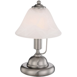Tischleuchte Touch Nachttischleuchte Alabaster Glas Tischlampe Schlafzimmer, Fernbedienung dimmbar, 1x RGB LED 3,5W 320Lm, DxH 17x27 cm
