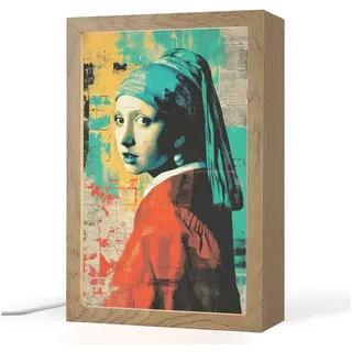 OnlyWow Tischleuchte Lightbox Klassisch - Perlenohrring - Street Art Stil - Farbenfroh, Dimmbar, Farbwechsel, LED, Warmweiß, Kaltweiß, Neutralweiß Einstellbar, Tischlampe, Schreibtischlampe, Desk, Dimmbar, mit Kabel, LED 20 cm x 8 cm x 30 cm