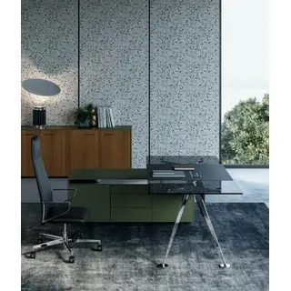 JVmoebel Eckschreibtisch JVmoebel Eckschreibtisch aus Holz und Glas in grün-schwarz (1-St., 1 Eckschreibtisch), Made in Europa schwarz