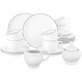 Seltmann Weiden Kaffeeservice Lido Black Line, 6 Personen, Porzellan, 20-tlg. schwarz