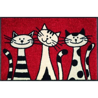 Esposa FUßMATTE, Rot, Schwarz, Weiß, Textil, Katze, rechteckig, 50 cm, Textiles Vertrauen - Oeko-Tex®, Reach, Made in EU, rutschfest, für Fußbodenheizung geeignet, Teppiche & Böden, Fuß & Stufenmatten, Fußmatten