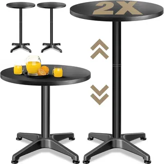 CASARIA Stehtisch 2er-Set Ø60 cm höhenverstellbar 70/115 cm Schwarz