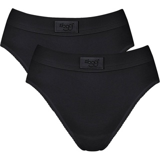 Sloggi Damen Tai-Slips, 2er Pack - Double Comfort Tai 2P, Unterwäsche, Unterhose, Baumwolle, Logo, einfarbig Schwarz 42