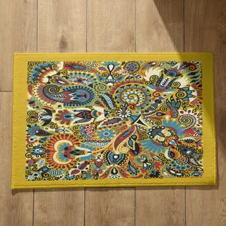 EHOMERY Abtreter Fußmatte Innen Türmatte Familie Geometrisches Retro-Muster Fußmatte rutschfest Waschbar Bunt Türmatte Personalisiert Name 50x80cm,