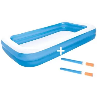Bestway Planschbecken, Blau, Weiß, Kunststoff, 4-Sitzer, Füllung: Luftkern, Rechteckig, 305x46x183 cm, Freizeit, Pools und Wasserspaß, Pools