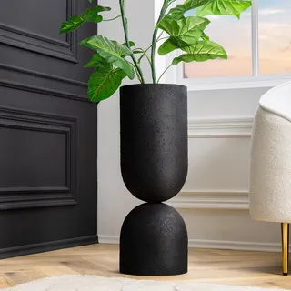 riess-ambiente Vase SANDGLASS XL 70cm schwarz Eisen beidseitig nutzbar umkehrbar einzigartiges Unikat - Schwarz