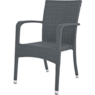 2x Garten Stapelstuhl Terrasse Stuhl Stühle Sessel Rattan Optik grau ALU-Klappen