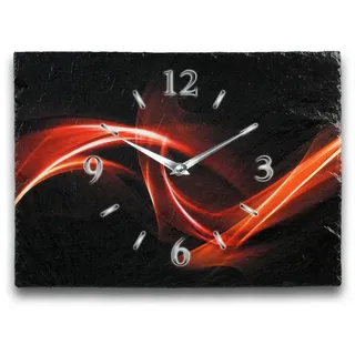 Kreative Feder Wanduhr Design-Wanduhr aus Stein (Keramik) mit flüsterleisem Uhrwerk (ohne Ticken; außergewöhnlich & modern; Größe ca. 35x25cm) schwarz