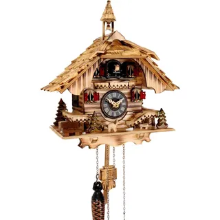 Schwarzwälder Kuckucksuhr Glockenturm Schwarzwaldhaus Quarz - Schwarz