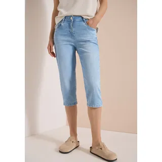 Cecil Slim Leg Capri Jeans Light Blue Random Bleached 36 - 36W