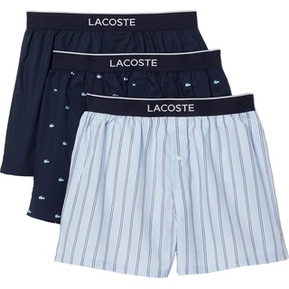 Lacoste, Herren, Unterhosen, 3er Pack Basic Boxershorts, Blau, (XL, 3er Pack)