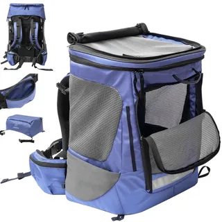 Wanderpfote Hunderucksack bis 16kg - Modell Daypack, Größe L, Blau - Premium Rucksack für mittelgroße bis große Hunde mit Höhenverstellbarem Tragesystem und viel Raum für den Hund (Daypack - Blau, L)