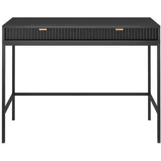 Compleo Konsolentisch mit 2 Schubladen NANCY, Gold/schwarz griffe, Fronten gefräst schwarz