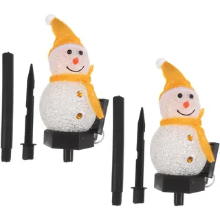SOLUSTRE 2 Stücke LED Solarleuchten Schneemann Figur Solar Gartenstecker Weihnachten Beleuchtet Beleuchtung Garten Solarlampen Weihnachtsdeko Lampe für Außen Outdoor Rasen Terrassen Deko(Zufällig)