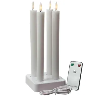 MARELIDA LED Stabkerzen LISA Tafelkerzen Dinnerkerzen wiederaufladbar weiß
