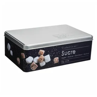 5five simply smart Würfelzuckerdose Black Edition, Weißblech, Schwarz, für 1 kg, 136313 - Schwarz