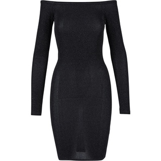 Urban Classics Kleid knielang - Ladies Off Shoulder Longsleeve Glitter Dress - XS bis L - für Damen - Größe S - schwarz - S