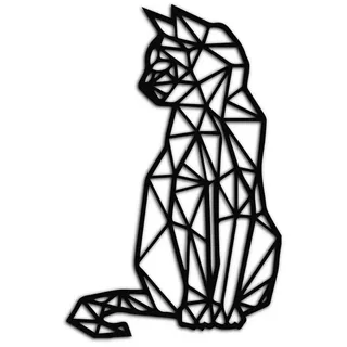 Namofactur Wandtattoo Polygon Katze XXL Wandtattoo schwarz