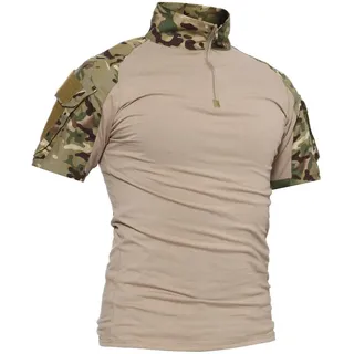 LiliChan Tactical Short Sleeves Herrenhemden Military Shirt Outdoor Shirt Tactical Combat Shirt mit Reißverschluss - M