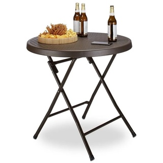 relaxdays Gartentisch Gartentisch klappbar BASTIAN, Braun, Rund 80 cm x 74 cm x 80 cm