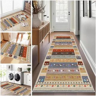 Flur Teppich Läufer Rutschfest 60 x 90 cm Küchenteppich Waschbare Teppichläufer Flur Küchenläufer Flurläufer Korridor Teppich Läufer für Küche Eingangsbereich Wohnzimmer Bettvorleger Schlafzimmer