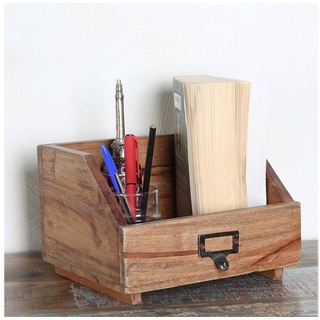 Casa Moro Organizer Organizer Parma Stiftehalter Schreibtisch Holz Kiste Aufbewahrung, gefertigt aus Recycling Teak Holz braun