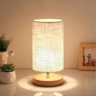 Rund Nachttischlampe E27 LED Tischlampe Holz , Modern Tischleuchte Nachtlicht, Tischlampe Nachtlicht Metall kreativ für Büro Schlafzimmer Kinderzimmer Eckig Arbeitszimmer Wohnzimmer Hotel Esszimmer