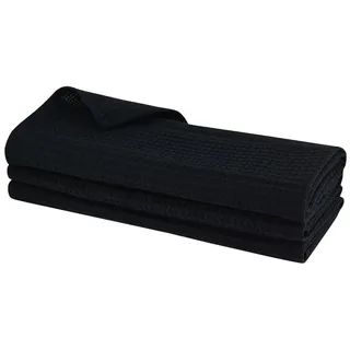Engelland Geschirrtuch Poliertuch, (Vorteils-Set, 3-tlg., Waffel-Pique), 100 % Baumwolle, integrierte Aufhängeschlaufe, 70 x 50 cm schwarz