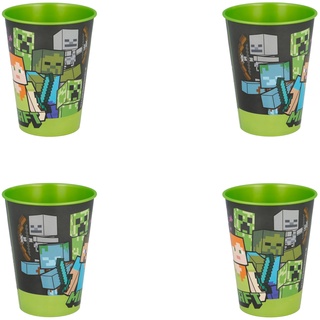 Minecraft Becher für Kinder - 4er Set Trinkbecher aus BPA-freiem Kunststoff - 260 ml Fassungsvermögen