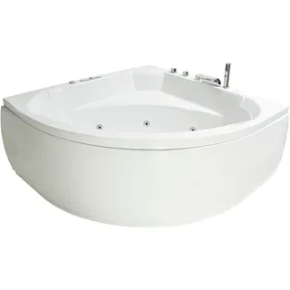 Eckbadewanne 155x155 cm, Einbau für 2 Personen, glasfaserverstärktes Sanitäracryl, Caribia APOLLO Badewanne, Made in Germany