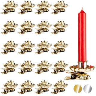 BRUBAKER Kerzenhalter Baumkerzenhalter für Weihnachtsbaum (40 St., drehbar, kippfähig), Vintage Kerzenhalter, traditionelle Kerzenzwicker mit Clip goldfarben