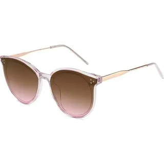 Sonnenbrille Damen Rund Cateye Klar Rosa Gradient Grau&rosa