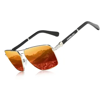 KINGSEVEN Sonnenbrillen Polarisierte Beschichtung Linse 2023 Auto Reset Framework Fahrbrillen für Männer/Frauen Oculos (Silber Rot) - 60