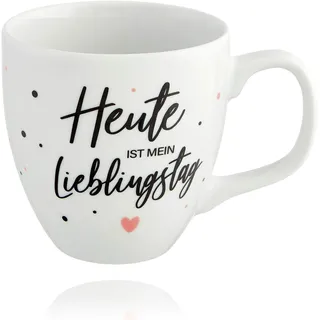 Großer Porzellanbecher 0.45L Weiß "Heute ist mein Lieblingstag"