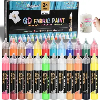 KILPDNZA Kerzen Bemalen Set, 24x30ml Dekorieren DIY Gestalten Verzieren, Wachsstifte für Kerzen - Taufkerze Selber Machen