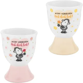 Sheepworld Eierbecher Eierbecher Set Porzellan Geschenk Ostern Sheepworld Hab dich lieb, (Set bestehend aus 2 Eierbechern) weiß