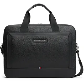 Tommy Hilfiger Laptoptasche TOMMY HILFIGER "TH CENTRAL COMPUTER BAG", Gr. B/H/T: 39cm x 28cm x 5,5cm, schwarz, Lederimitat, Taschen Laptoptasche, Unisex Geschäftstasche, Notebooktasche mit zusätzlichem Tragegriff