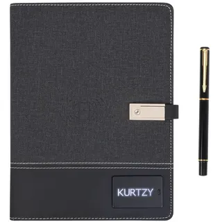 Kurtzy Multi-Function Wireless Charging Notebook - A5 Travel Portfolio with 8000mAh Mobile Power Bank & 16GB USB Flash Drive - Smart Business Folder