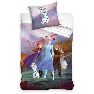 Carbotex Bettwäsche Disney Frozen - Die Eiskönigin - Wende-Bettwäsche-Set, 135x200 & 80x80, Baumwolle, 100% Baumwolle bunt